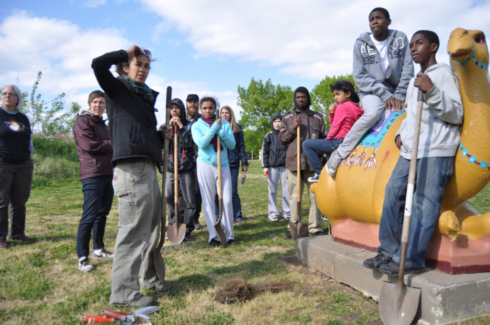 Arbor Day 2012 tree planting in Camden, New Jersey with community members and Word and World participants